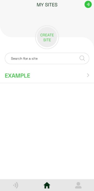 My Sites screen with the Example site