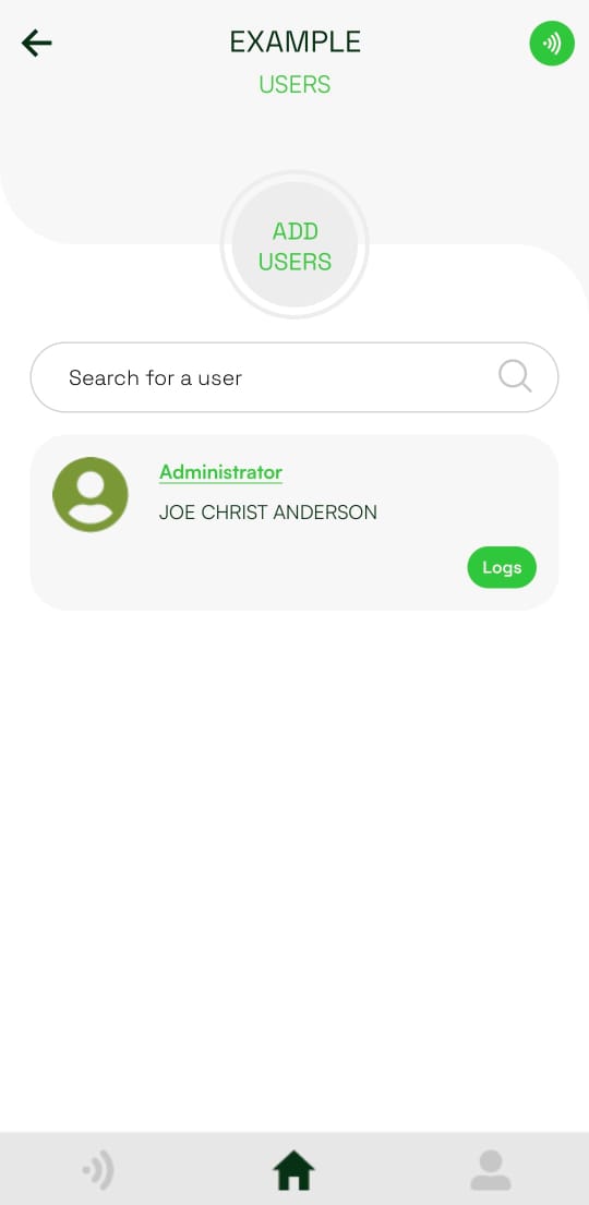Users page with Add Users button