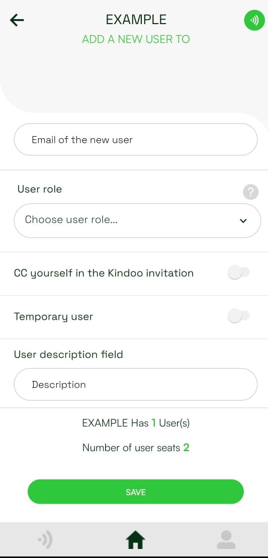 Add a New User form with email and role fields