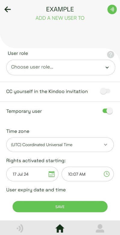 User role options in the Add a New User form
