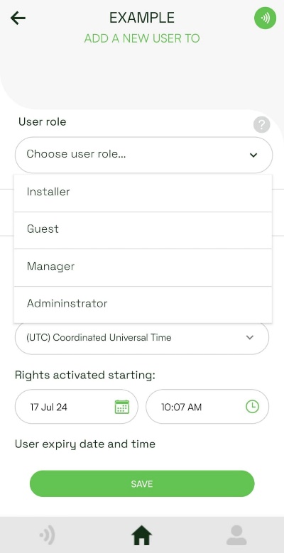 Temporary user and expiration settings