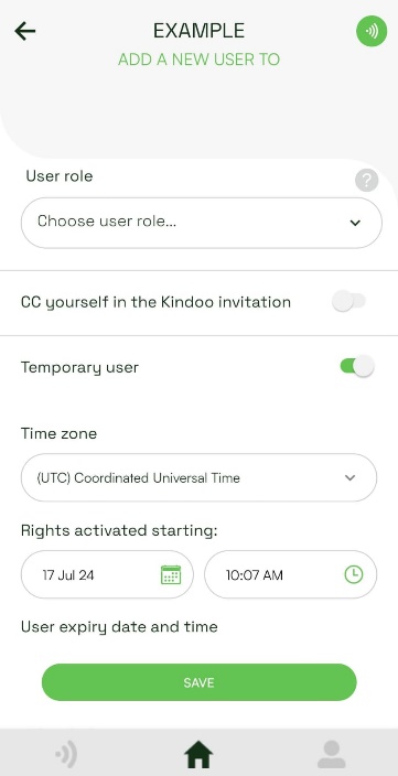 Installer role selected in the user role list