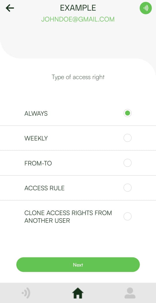 Installer access type selection