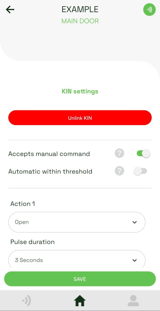 KIN link setting available to an installer