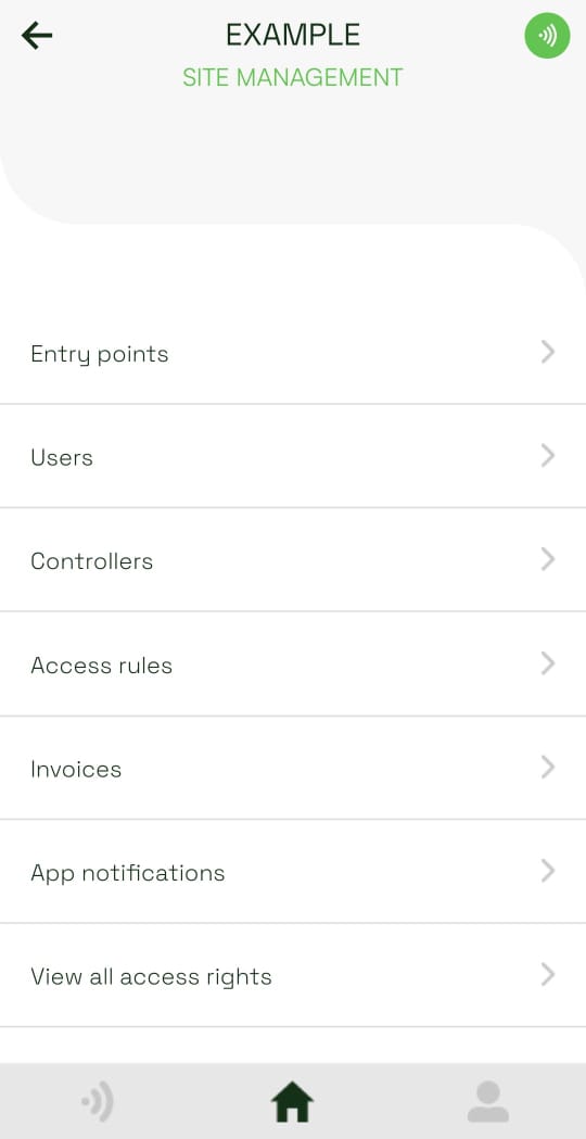 Site Management menu with Access rules