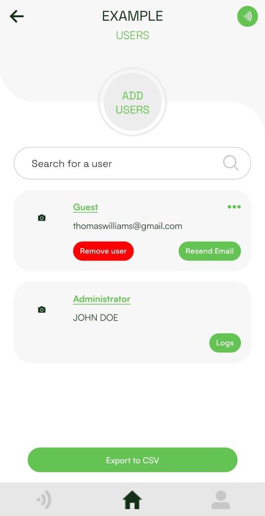 User management page with role and access settings